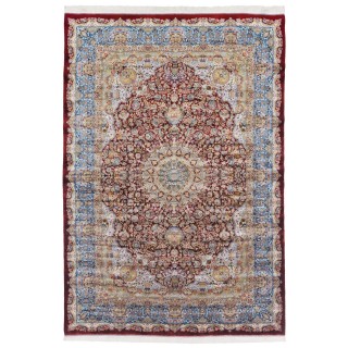 Machine-made Rug, Floral Corner Medallion, Acrylic + Bamboo Silk, Persian Style, Ref 200198