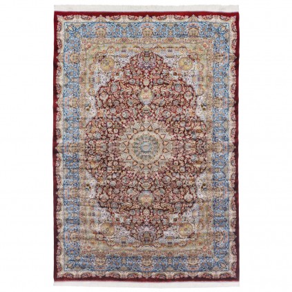 Machine-made Rug, Floral Corner Medallion, Acrylic + Bamboo Silk, Persian Style, Ref 200198