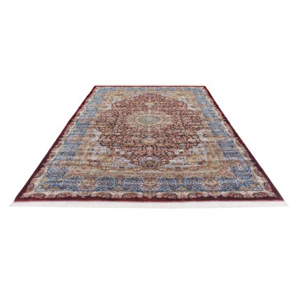 Machine-made Rug, Floral Corner Medallion, Acrylic + Bamboo Silk, Persian Style, Ref 200198