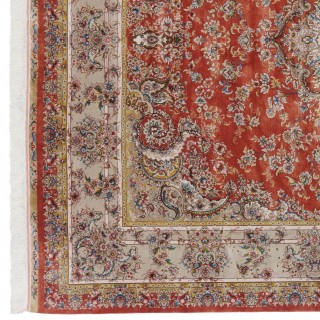 Machine-made Rug, Floral Corner Medallion, Acrylic + Bamboo Silk, Persian Style, Ref 200199