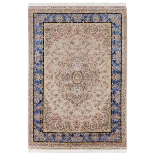 Machine-made Rug, Floral Corner Medallion, Acrylic + Bamboo Silk, Persian Style, Ref 200199