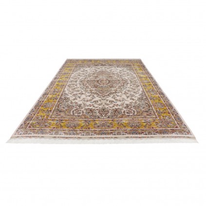 سجادة صناعية بنقشة زاوية وترنج مزخرف بالورود، أكريليك مع حرير بامبو، على الطراز الفارسي، رقم 200199