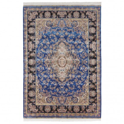 سجادة صناعية بنقشة زاوية وترنج مزخرف بالورود، أكريليك مع حرير بامبو، على الطراز الفارسي، رقم 200199