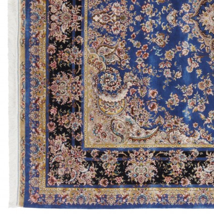 سجادة صناعية بنقشة زاوية وترنج مزخرف بالورود، أكريليك مع حرير بامبو، على الطراز الفارسي، رقم 200199