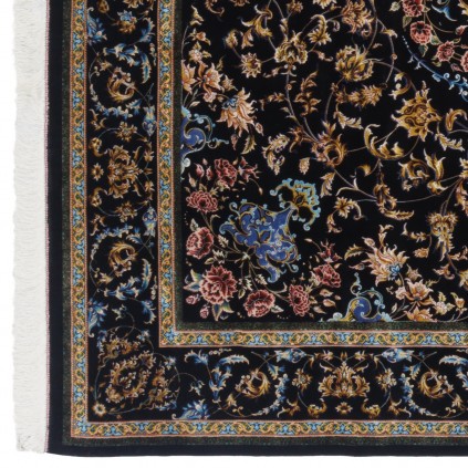 Machine-made Rug, Floral Corner Medallion, Acrylic + Bamboo Silk, Persian Style, Ref 200200