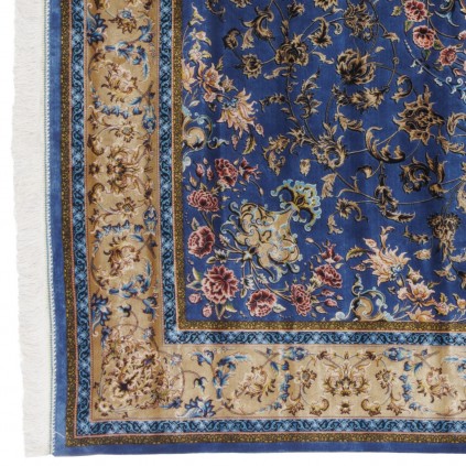 Machine-made Rug, Floral Corner Medallion, Acrylic + Bamboo Silk, Persian Style, Ref 200200