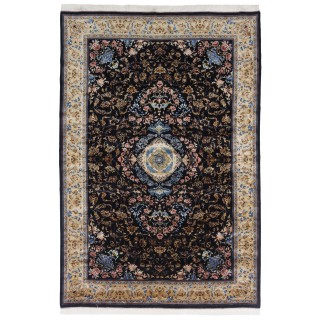 Machine-made Rug, Floral Corner Medallion, Acrylic + Bamboo Silk, Persian Style, Ref 200200