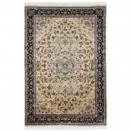 Machine-made Rug, Floral Corner Medallion, Acrylic + Bamboo Silk, Persian Style, Ref 200200