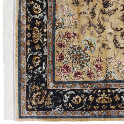 Machine-made Rug, Floral Corner Medallion, Acrylic + Bamboo Silk, Persian Style, Ref 200200