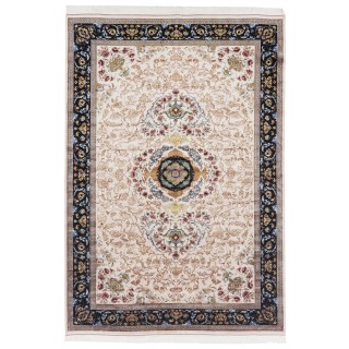 سجادة صناعية بنقشة زاوية وترنج مزخرف بالورود، أكريليك مع حرير بامبو، على الطراز الفارسي، رقم 200200