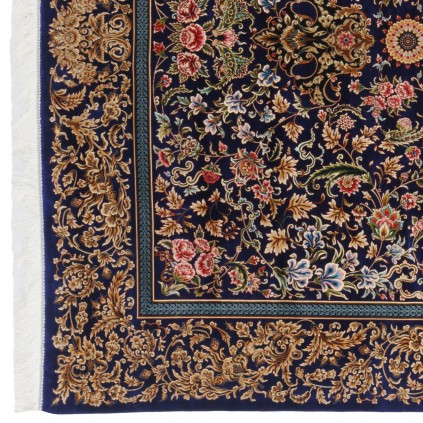 سجادة صناعية بنقشة ترنج مزخرف بالورود، أكريليك مع حرير بامبو، على الطراز الفارسي، رقم 200201