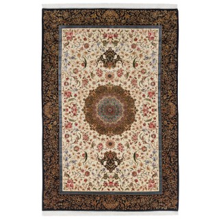 Machine-made Rug, Floral Medallion, Acrylic + Bamboo Silk, Persian Style, Ref 200201