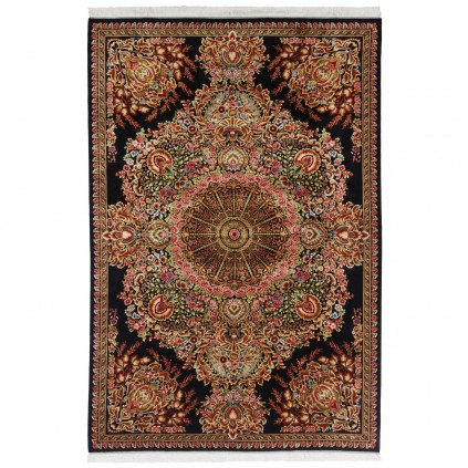Machine-made Rug, Floral Corner Medallion, Acrylic + Bamboo Silk, Persian Style, Ref 200202