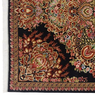 Machine-made Rug, Floral Corner Medallion, Acrylic + Bamboo Silk, Persian Style, Ref 200202