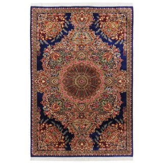 سجادة صناعية بنقشة زاوية وترنج مزخرف بالورود، أكريليك مع حرير بامبو، على الطراز الفارسي، رقم 200202