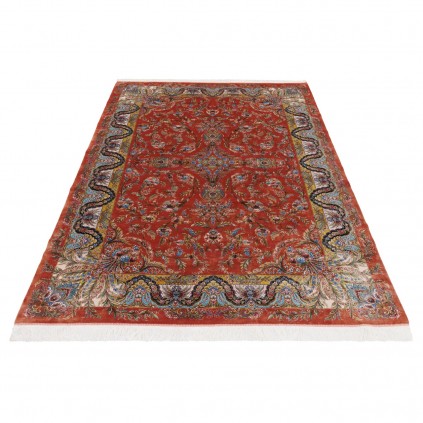 Machine-made Rug, Floral Corner Medallion, Acrylic + Bamboo Silk, Persian Style, Ref 200203