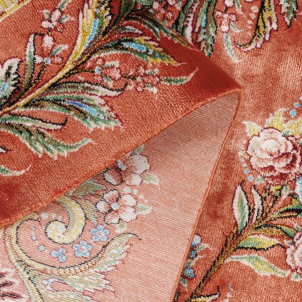 Machine-made Rug, Floral Corner Medallion, Acrylic + Bamboo Silk, Persian Style, Ref 200203