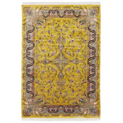 Machine-made Rug, Floral Corner Medallion, Acrylic + Bamboo Silk, Persian Style, Ref 200203