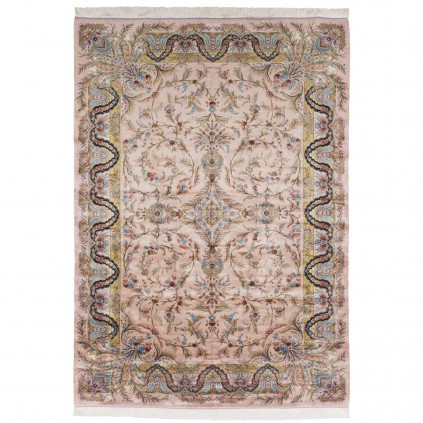 Machine-made Rug, Floral Corner Medallion, Acrylic + Bamboo Silk, Persian Style, Ref 200203