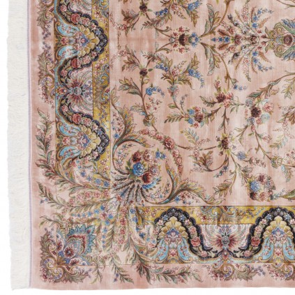 Machine-made Rug, Floral Corner Medallion, Acrylic + Bamboo Silk, Persian Style, Ref 200203