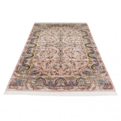 Machine-made Rug, Floral Corner Medallion, Acrylic + Bamboo Silk, Persian Style, Ref 200203