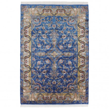Machine-made Rug, Floral Corner Medallion, Acrylic + Bamboo Silk, Persian Style, Ref 200203