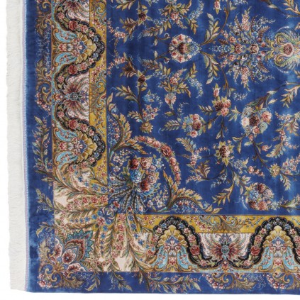 Machine-made Rug, Floral Corner Medallion, Acrylic + Bamboo Silk, Persian Style, Ref 200203