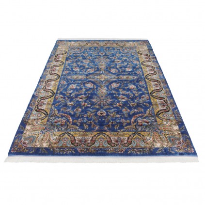 Machine-made Rug, Floral Corner Medallion, Acrylic + Bamboo Silk, Persian Style, Ref 200203