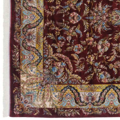 Machine-made Rug, Floral Corner Medallion, Acrylic + Bamboo Silk, Persian Style, Ref 200203