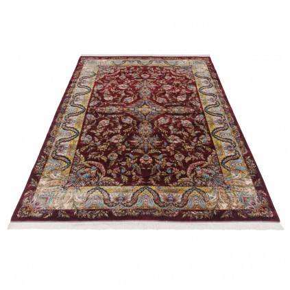 Machine-made Rug, Floral Corner Medallion, Acrylic + Bamboo Silk, Persian Style, Ref 200203