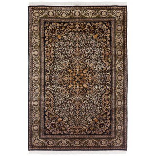 Machine-made Rug, Neoclassic Corner Medallion, Acrylic + Bamboo Silk, Persian Style, Ref 200204