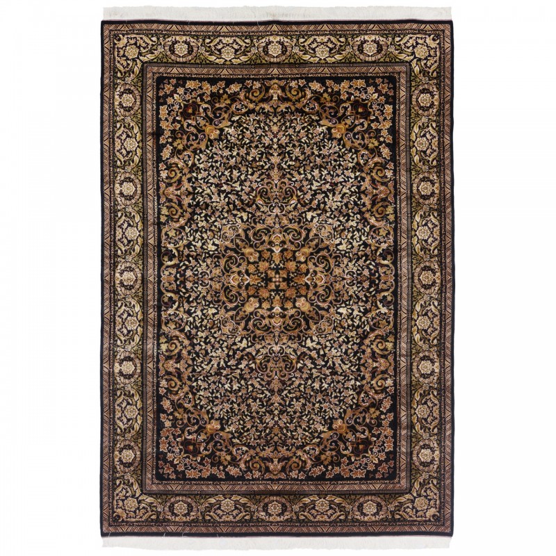 Machine-made Rug, Neoclassic Corner Medallion, Acrylic + Bamboo Silk, Persian Style, Ref 200204