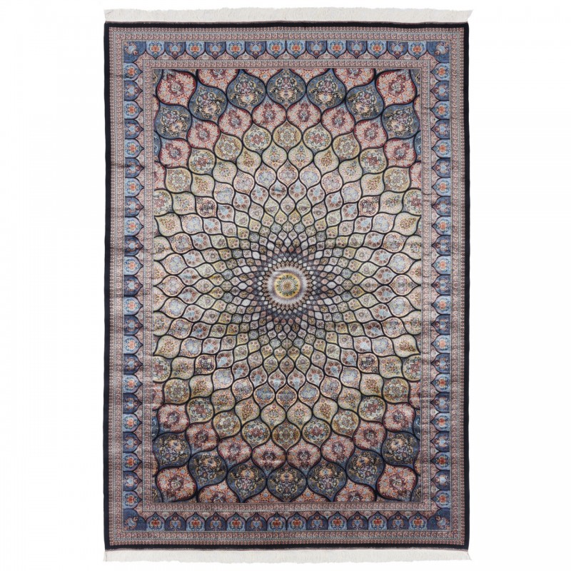 Machine-made Rug, Floral Dome, Acrylic + Bamboo Silk, Persian Style, Ref 200205