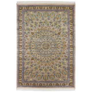 سجادة صناعية بنقشة قبة مزخرف بالورود، أكريليك مع حرير بامبو، على الطراز الفارسي، رقم 200205