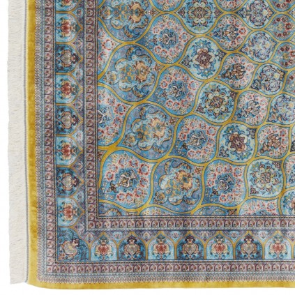 Machine-made Rug, Floral Dome, Acrylic + Bamboo Silk, Persian Style, Ref 200205