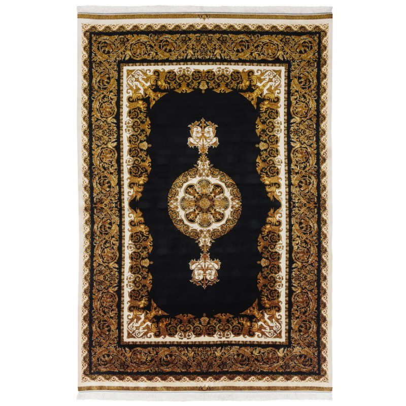 Machine-made Rug, Neoclassic Medallion, Acrylic + Bamboo Silk, Persian Style, Ref 200207