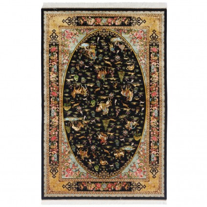 Machine-made Rug, Hunting Scene All-over, Bamboo Silk, Persian Style, Ref 800208
