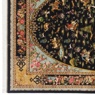 Machine-made Rug, Hunting Scene All-over, Bamboo Silk, Persian Style, Ref 800208