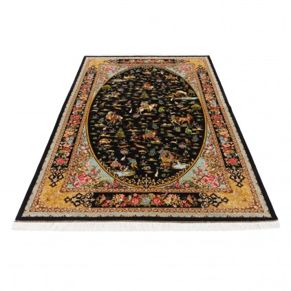 Machine-made Rug, Hunting Scene All-over, Bamboo Silk, Persian Style, Ref 800208