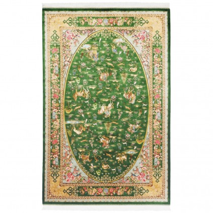 Machine-made Rug, Hunting Scene All-over, Bamboo Silk, Persian Style, Ref 800208