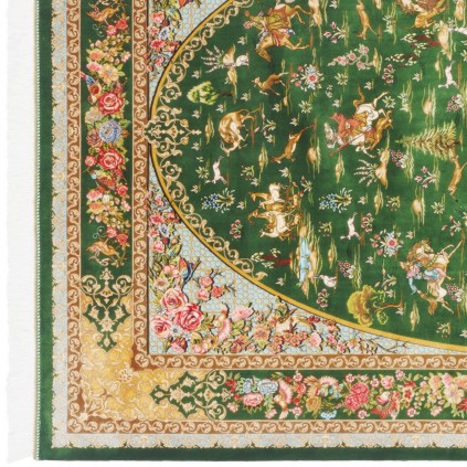 Machine-made Rug, Hunting Scene All-over, Bamboo Silk, Persian Style, Ref 800208