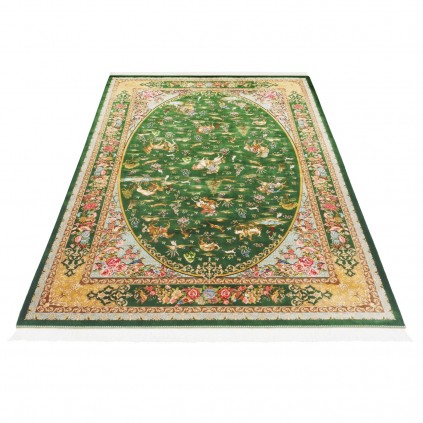 Machine-made Rug, Hunting Scene All-over, Bamboo Silk, Persian Style, Ref 800208