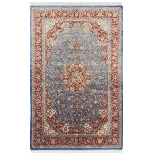 Machine-made Rug, Floral Corner Medallion, Bamboo Silk, Persian Style, Ref 800210