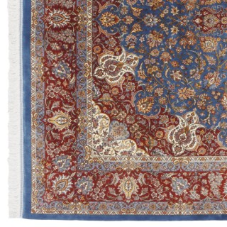 سجادة صناعية بنقشة زاوية وترنج مزخرف بالورود، حرير بامبو، على الطراز الفارسي، رقم 800210