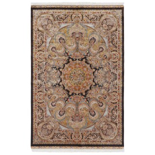 Machine-made Rug, Neoclassic Medallion, Bamboo Silk, Persian Style, Ref 800211