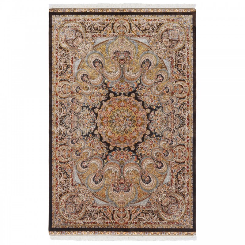 سجادة صناعية بنقشة ترنج الكلاسيكية الجديدة، حرير بامبو، على الطراز الفارسي، رقم 800211