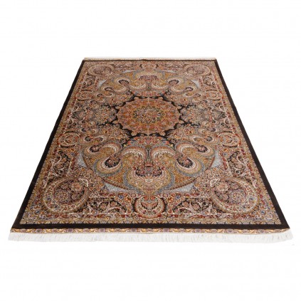 سجادة صناعية بنقشة ترنج الكلاسيكية الجديدة، حرير بامبو، على الطراز الفارسي، رقم 800211