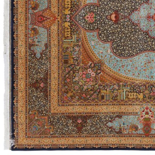 Machine-made Rug, Floral Corner Medallion, Bamboo Silk, Persian Style, Ref 800212