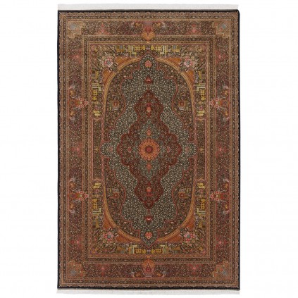Machine-made Rug, Floral Corner Medallion, Bamboo Silk, Persian Style, Ref 800212