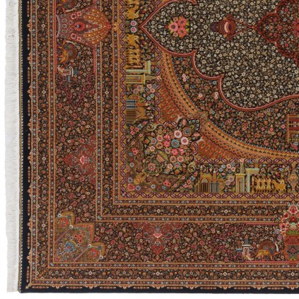 Machine-made Rug, Floral Corner Medallion, Bamboo Silk, Persian Style, Ref 800212